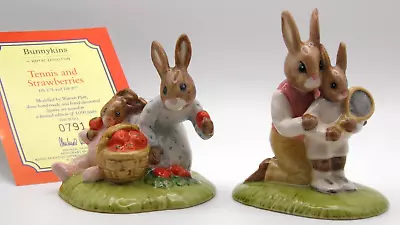 Buy Royal Doulton Bunnykins Figurines Strawberries And Tennis Figures DB277, DB278 • 34.99£