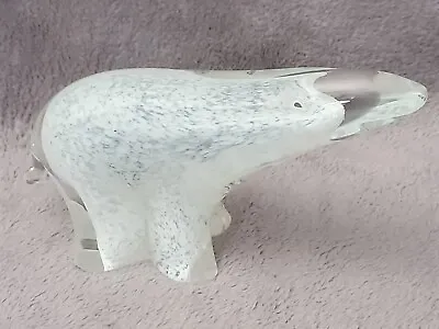 Buy Vintage 70s Crystal Clear Art Glass Polar Bear Paperweight Unsigned • 47.82£