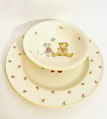 Buy Vintage Mikasa TEDDY Children's Porcelain Dinnerware Plate And Bowl • 9.63£