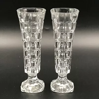 Buy Vintage A Pair Of Posy Cut Glass Vase Approx 17cm High • 14.99£