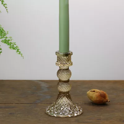 Buy Coloured Cut Glass Candle Holder | Small Decorative Candlestick | Home Decor • 8£