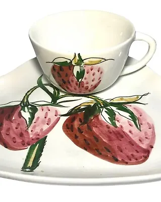 Buy Vintage Italy Mancioli Ceramic Tea Cup And Saucer Tray Set Strawberries Fruit • 5.69£