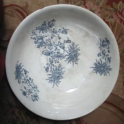 Buy Antique 1880s Maddock England Flow Blue Wash Basin Chrysanthemums Aesthetic LRG • 39.85£