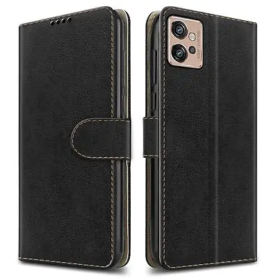 Buy For Motorola Moto G32 Case, Leather Wallet Stand Phone Cover + Screen Guard • 5.45£