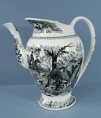 Buy Large Antique Staffordshire COFFEE Pot And Cover Hunting Scenes 10   C1860 • 79£