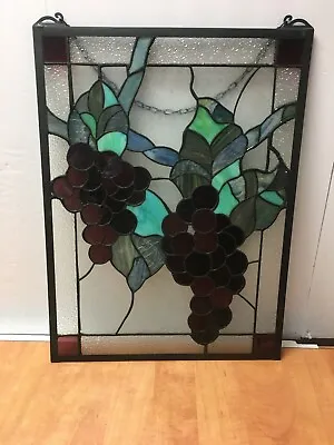 Buy Stained Glass Hanging Grape Leaf Window Panel Suncatcher Rectangular 24  X 18  • 71.68£