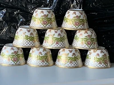 Buy 9 X De Lamerie China Rose & Trellis Green Oriental Middle East Arabic Tea Bowls • 240£