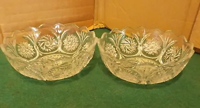 Buy 2 X Stunning Matching Vintage Cut Glass Bowls (Approx 14cm Dia X 5cm Deep) • 3.90£