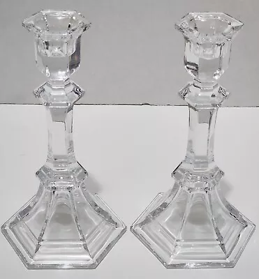 Buy Pair Of Vintage Lead Crystal Tapered Hexagonal Heavy Candle Holders 7.5  Tall • 17.55£