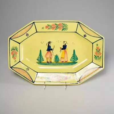 Buy HB Henriot Quimper French Yellow Tin Glazed Faience Medium Serving Platter 17  • 96.05£