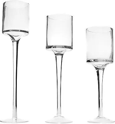Buy Tea Light Candle Holders - Set Of 3 | Tall Elegant Glass Stylish Design | Ideal • 23£