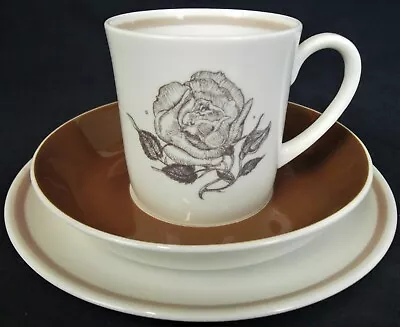Buy Susie Cooper SEPIA ROSE Coffee Cup Saucer & Plate Signed Backstamp Retro • 12.99£