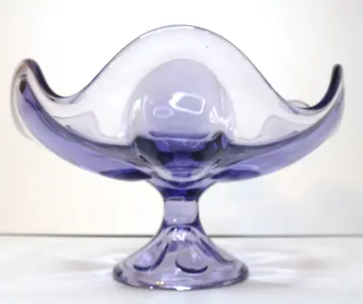 Buy 40s VINTAGE Amethyst Glass Footed Pedestal Candy Dish Nut Bowl Purple Glassware • 16.15£
