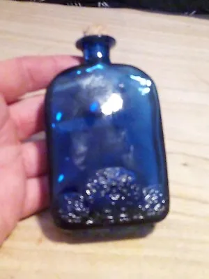 Buy Rare Vintage European Cobalt Blue Glass Bottle Embossed Floral Pattern • 14.99£