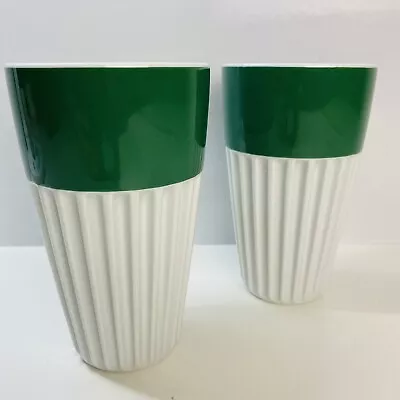 Buy Thomas Rosenthal Group Germany Green And White Handleless Tall Latte Cups X 2 • 18£