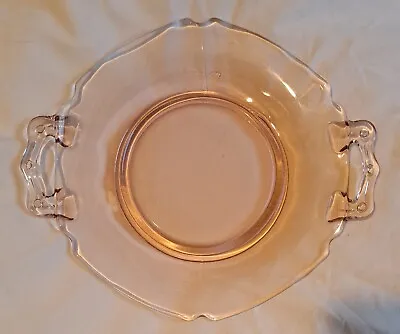 Buy VTG Pink Depression Glass Hexagon Top Small Double Handle Serving Platter 8in • 20.40£