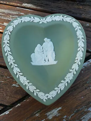 Buy Vintage Wedgewood Sage Green Jasperware Heart Shaped Trinket • 4.99£
