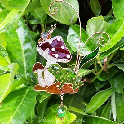 Buy Coloured Glass Toadstool & Frog Garden Wind Chime Indoor And Outdoors Decor • 13.75£