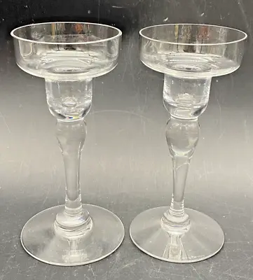 Buy Wedgwood Candlestick Glass Candle Holders Pair Devon Wedgwood Clear 6  Holders • 56.90£