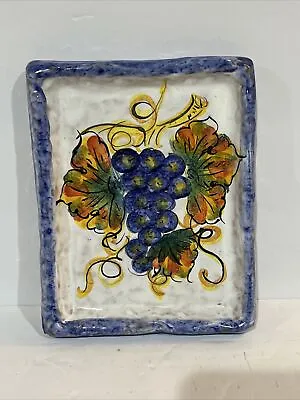 Buy Vintage Sicilian Italian Pottery Hand Painted Grapes Ceramic Wall Hanging • 46.14£