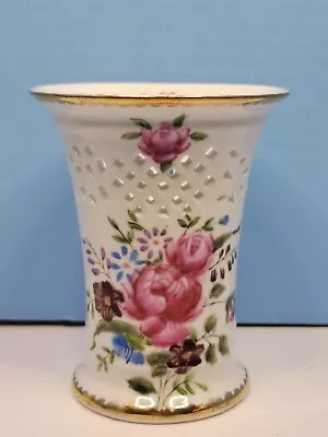 Buy Vintage Lace Cut Out Vase W/ Rose Pattern And Approx. 5  Tall • 9.64£