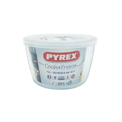 Buy Pyrex Round Glass Dish With Plastic Lid - White Cook & Freeze Borosilicate  • 11.95£