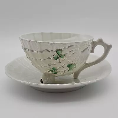 Buy Vintage Art Pottery Seashell Cup And Saucer In The Style Of Belleek Neptune • 29.99£
