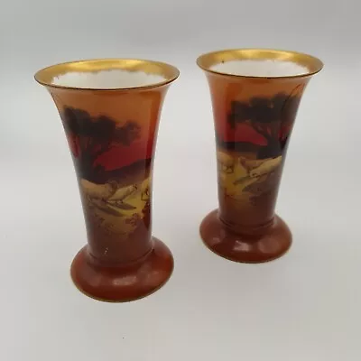 Buy Pair Of Early 20thC Royal Doulton Vases With Sheep In Landscapes • 5£