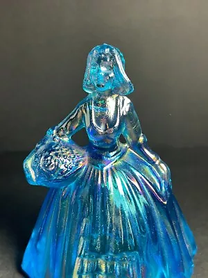 Buy Vintage Wheaton Ware Carnival Glass Girl Basket Beautiful Blue • 13.20£