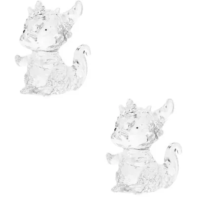 Buy  2 Count White Crystal Simulated Animal Dragon Ornaments Model • 14.28£