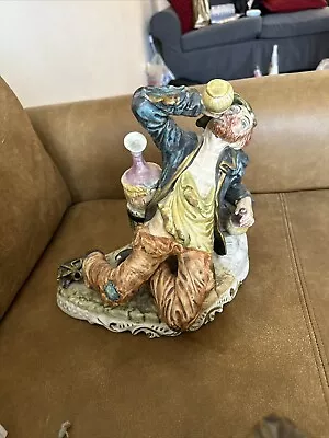 Buy Large Capodimonte Figurine - Drinking Hobo With Wine Barrel - RARE COLLECTABLE • 60£