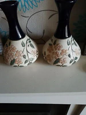 Buy Langley Lovatt Blossom Ware - A Pair Of Vases 1920's • 40£