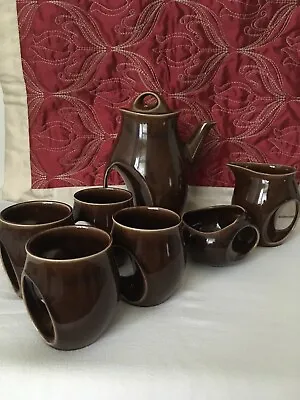 Buy Vintage 1960’s HOLKHAM Pottery Owl Eye 7 Piece Coffee Set Tea Set • 110£