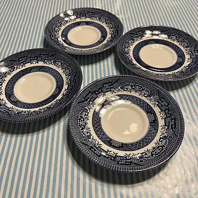 Buy -Set Of 4- Churchill Blue Willow Plates Dinnerware Saucer Made In England 5.5” • 11.38£