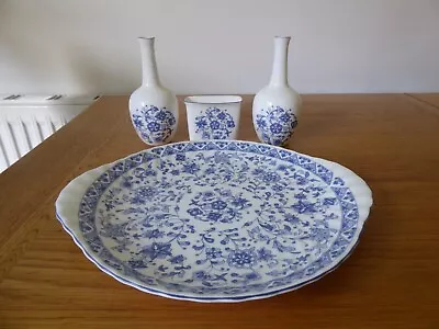Buy Minton Shalimar Cake Plate & Vases - Blue & White • 19£