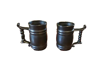 Buy Vintage Pair Prinknash Pottery  Tankard / Mug Gun Metal Grey - 13cm Tall • 12£