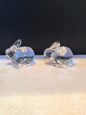 Buy Rabbit Tiny Crystal Figurine Clear Glass Art Pet Animals Set Of 2 Candle Holders • 12.28£