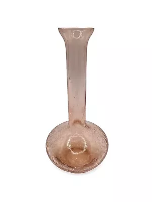 Buy Vintage Pale Pink Crackle Glass Bud Vase Bubble Bottom 5 3/4  Tall • 9.99£