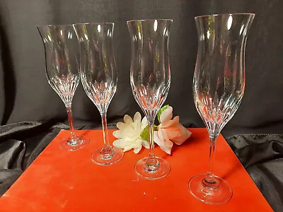 Buy 4 Contemporary Champagne Glasses Flutes  Simone  Bohemia Crystal-Crystalex Set • 38.41£
