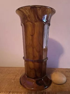 Buy Davidson Art Deco Amber Cloud Glass Largest Column Vase ( 10 Inches ) • 14.99£