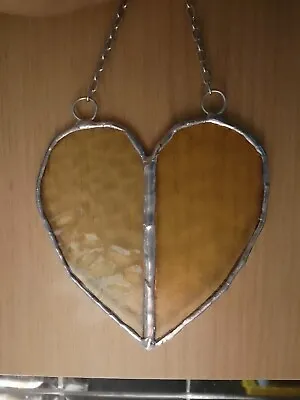 Buy Stained Pastel Yellow Valentines Handmade Suncatcher Hanging Heart • 5£