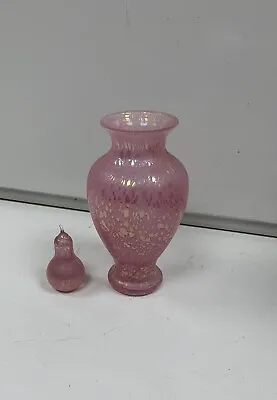 Buy Vintage Stunning Heron Glass Pink Vase And Hand Blown Pink Pear Ornament • 10.49£
