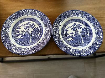 Buy Two Old Willow  Blue And White Side Plates By English Ironstone Table Ware Ltd • 0.99£