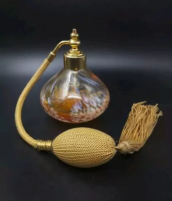 Buy Caithness Glass Ornamental Perfume Bottle/Atomiser Amber/Gold & White Speckle • 15.25£