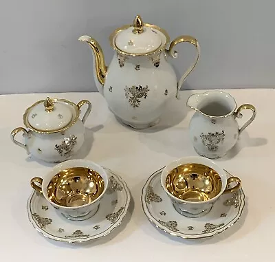 Buy Vintage Demitasse Marie Luise Seltmann Weiden Bavaria Tea Set For 2 Gilded 9PCS • 113.18£