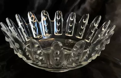 Buy Large 12  Clear Glass Crown Hobnail Centerpiece Bowl MCM Unmarked Help Textured • 56.91£