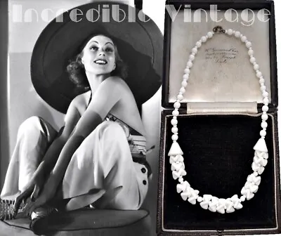 Buy Vintage Czech Puzzle Beads Choker Necklace Art Deco 30s Milk Glass Spring Summer • 27£