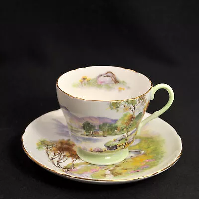 Buy Shelley Cup & Saucer #13788 English Lakes Purple Green Orange W/Gold  1940-1966 • 57.52£