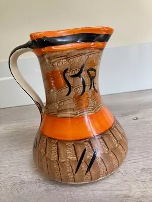 Buy Myott 1930's Art Deco Pinched Spout Jug Hand Painted In Orange And Brown  • 10.26£