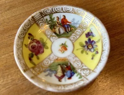 Buy Antique 19thC Meissen Augustus Rex Small Pin Trinket Dish 7.1cm Watteau Wolfsohn • 9.99£